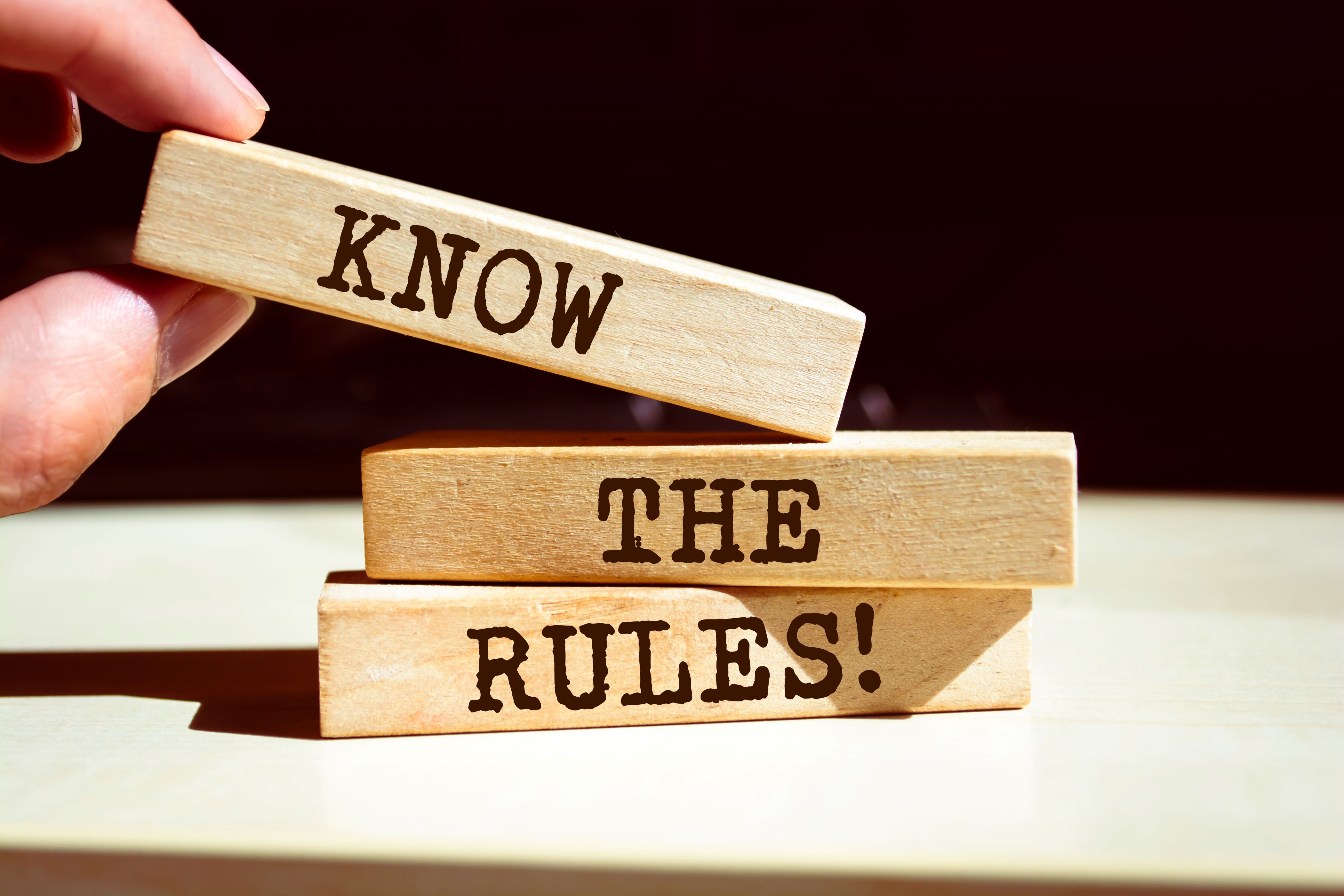 know the rules text in wooden block